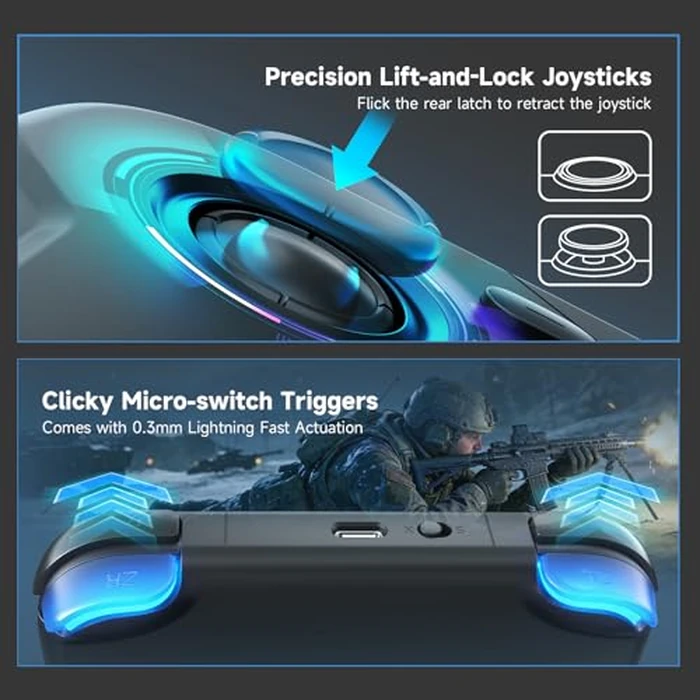 AceGamer 2 Pack Wireless Pocket Controller for Nintendo Switch/Switch 2/Android/iOS/PC/Steamdeck, Joystick Lift and Down Design, Bluetooth Gamepad with 6-axis Gyroscope/Turbo/Vibration/ 1000Hz by AceGamer - Image 2
