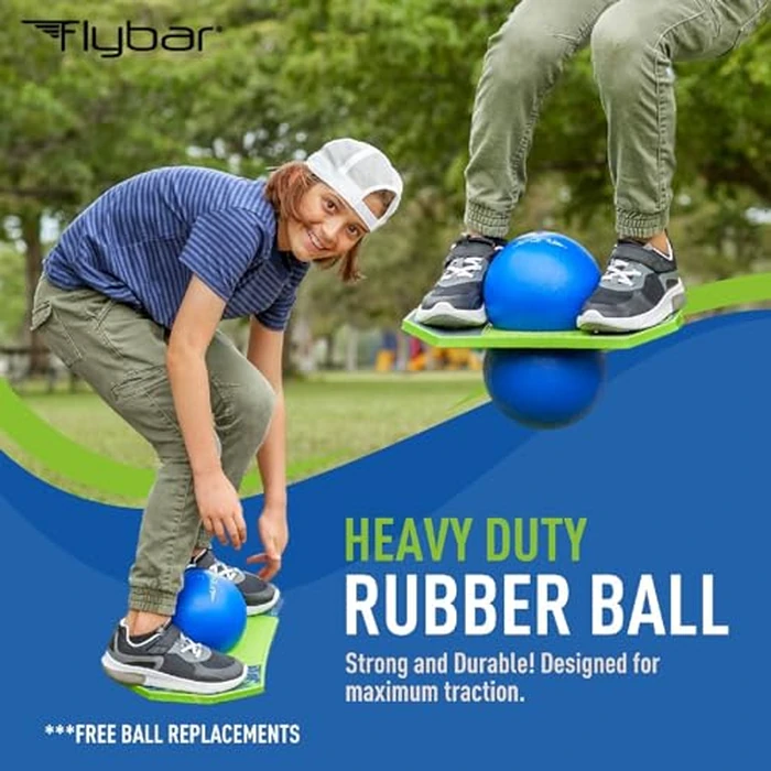 Flybar Pogo Trick Ball for Kids, Trick Bounce Board for Boys and Girls Ages 6+, Up to 160 lbs, Includes Pump, Easy to Carry Handle, Durable Plastic Deck Indoor, Outdoor Toy Pogo Jumper (Dino) by Flybar - Image 3