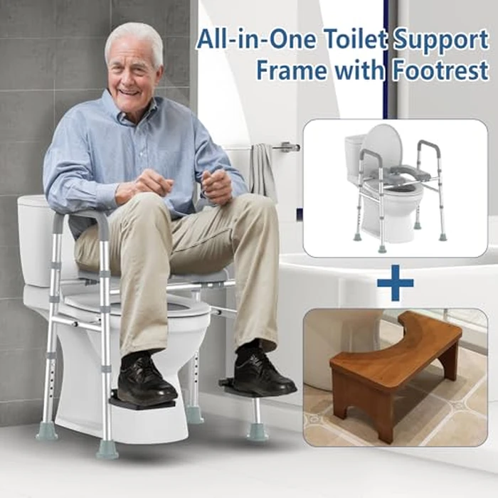 FSA&HSA Eligible Toilet Seat Risers with Footrests, Adjustable Height/Width Raised Toilet Seat with Handles, Fit Any Toilet Riser Heavy Duty Up to 500lbs, for Elderly, Handicap, Elevated, Pregnant by Katgogoo - Image 2