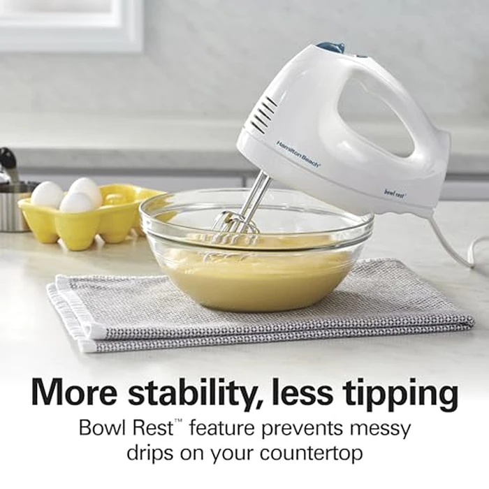 Hamilton Beach 6-Speed Electric Hand Mixer for Baking, 250W, QuickBurst, Snap-On Storage Case, Traditional Beaters & Whisk, White (62682G) by Hamilton Beach - Image 6