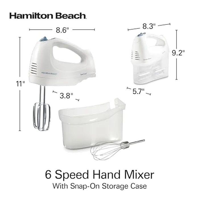 Hamilton Beach 6-Speed Electric Hand Mixer for Baking, 250W, QuickBurst, Snap-On Storage Case, Traditional Beaters & Whisk, White (62682G) by Hamilton Beach - Image 8