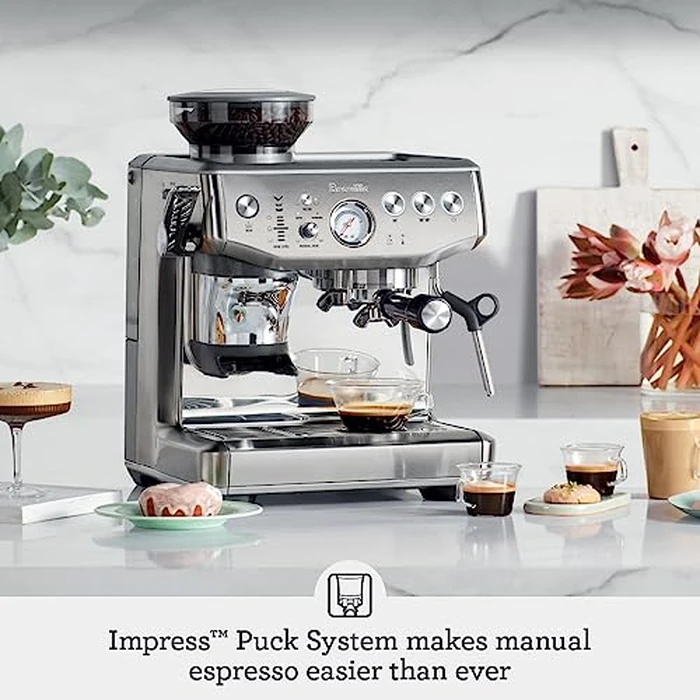 Breville the Barista Express Impress Espresso Machine with Grinder & Milk Frother, Espresso Maker with Assisted Tamping, Cappuccino & Latte Machine for Home, BES876BTR, Black Truffle by Breville - Image 2