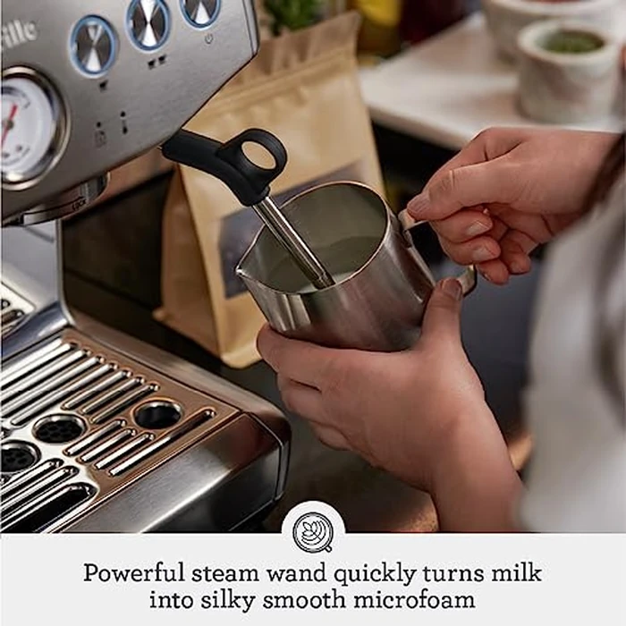 Breville the Barista Express Impress Espresso Machine with Grinder & Milk Frother, Espresso Maker with Assisted Tamping, Cappuccino & Latte Machine for Home, BES876BTR, Black Truffle by Breville - Image 6