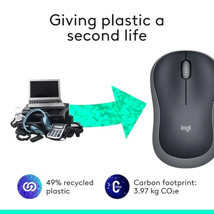 Logitech M185 Wireless Mouse, 2.4GHz with USB Mini Receiver, 12-Month Battery Life, 1000 DPI Optical Tracking, Ambidextrous PC/Mac/Laptop - Swift Grey by Logitech - Image 4