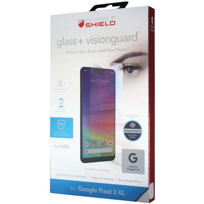 ZAGG Invisible Shield Glass+ VisionGuard Screen Protector for Google Pixel 3 XL - Clear by ZAGG - Refurbished - Brand New condition - US$13.43