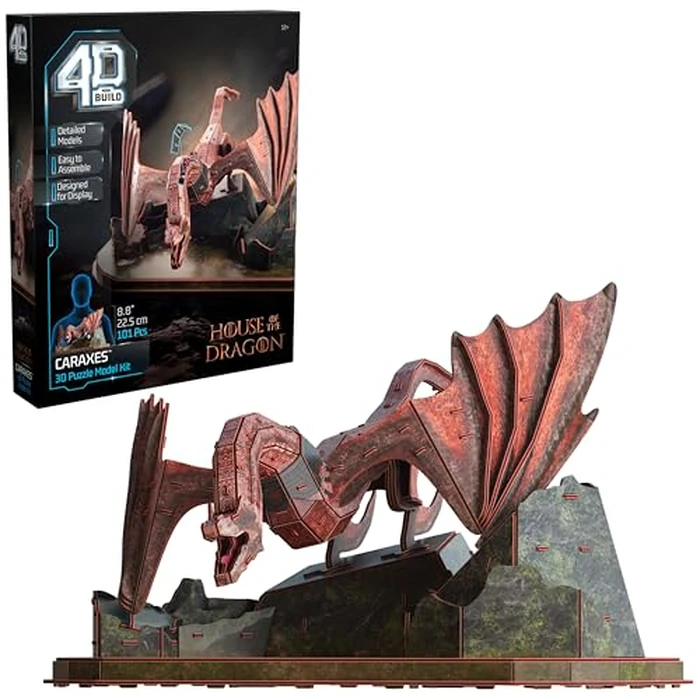 Spin Master Games 4D Build, House of The Dragon Caraxes Dragon 3D Model Kit, Game of Thrones Collectibles & Desk Décor, Adult Puzzle, Building Toys, 101 Pcs, 3D Puzzles for Ages 12 & Up by 4D Build - Used - Like New condition - CA$21.30