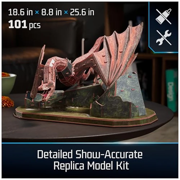 Spin Master Games 4D Build, House of The Dragon Caraxes Dragon 3D Model Kit, Game of Thrones Collectibles & Desk Décor, Adult Puzzle, Building Toys, 101 Pcs, 3D Puzzles for Ages 12 & Up by 4D Build - Image 2