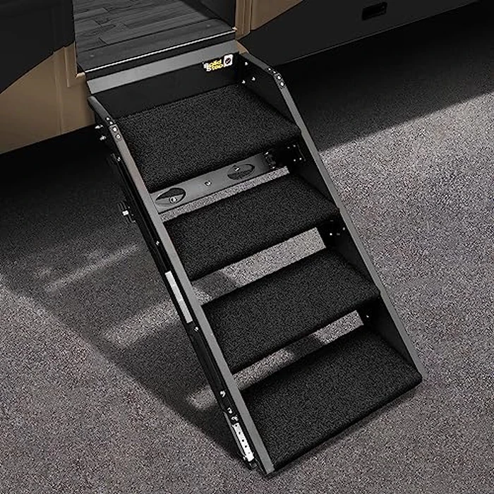 Prest-O-Fit 2-0284 Trailhead Step Rug 24.125 in. W (4 Pc Set) Fits Lippert Solid Step 4 Step - Obsidian Black by Prest-O-Fit - Image 2