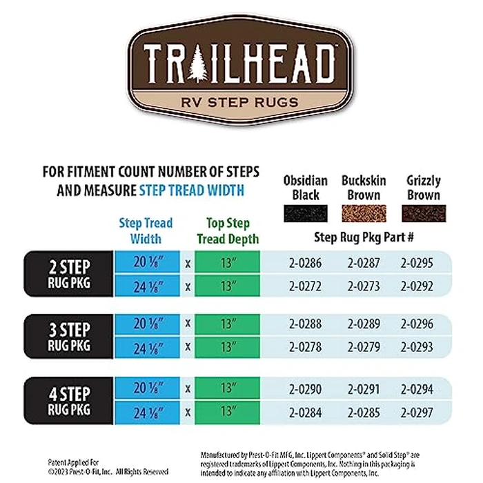 Prest-O-Fit 2-0284 Trailhead Step Rug 24.125 in. W (4 Pc Set) Fits Lippert Solid Step 4 Step - Obsidian Black by Prest-O-Fit - Image 4