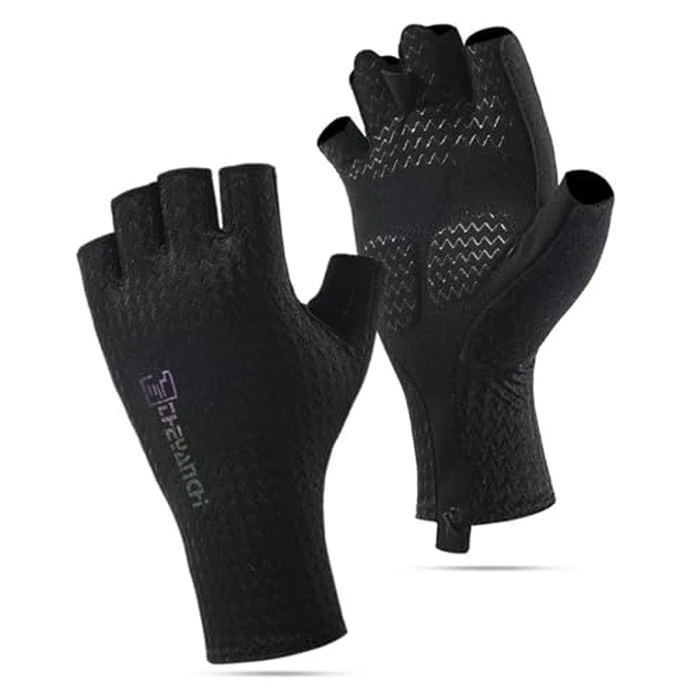 DUFFOBAN Cycling Gloves Breathable & Quick-Drying Bike Gloves for Men & Women, UV Sun Protection, Lightweight for Mountain Biking, Running, Gym, Outdoor Sports, Black, M by DUFFOBAN - Image 1