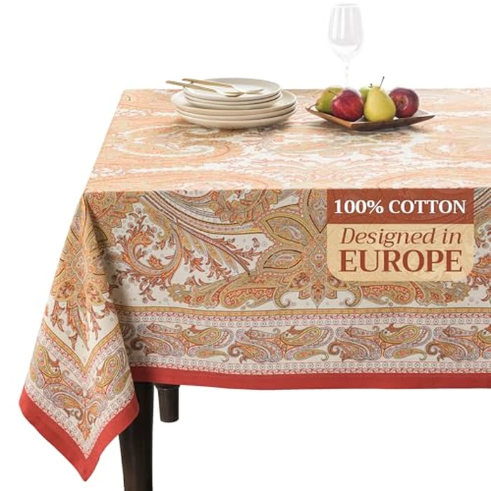 Maison d'Hermine Table Cloth Square Table 100% Cotton 60 x 60 Inches Tablecloth Reusable Decorative Everyday Use for Dining Room, Farmhouse, Home, Party, Festive & Wedding - Kashmir Paisley by Maison d' Hermine - Used - Very Good condition - CA$27.41