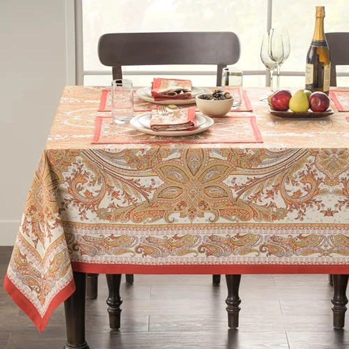 Maison d'Hermine Table Cloth Square Table 100% Cotton 60 x 60 Inches Tablecloth Reusable Decorative Everyday Use for Dining Room, Farmhouse, Home, Party, Festive & Wedding - Kashmir Paisley by Maison d' Hermine - Image 8