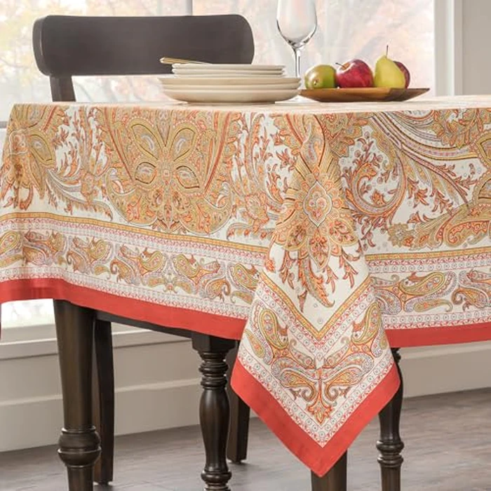 Maison d'Hermine Table Cloth Square Table 100% Cotton 60 x 60 Inches Tablecloth Reusable Decorative Everyday Use for Dining Room, Farmhouse, Home, Party, Festive & Wedding - Kashmir Paisley by Maison d' Hermine - Image 9