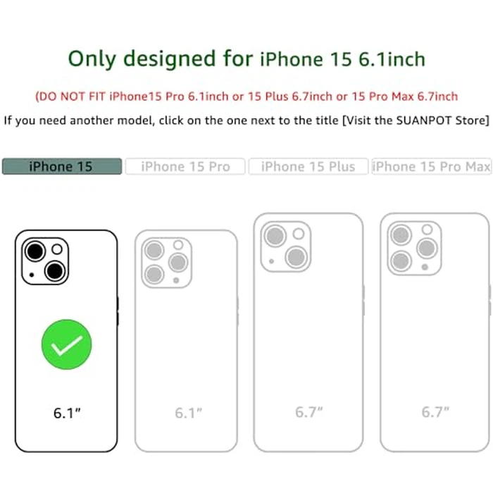 SUANPOT for iPhone 15 6.1" Wallet case with RFID Blocking Credit Card Holder,Flip Book PU Leather Protective Cover Women Men for Apple 15 Phone case Black by SUANPOT - Image 2