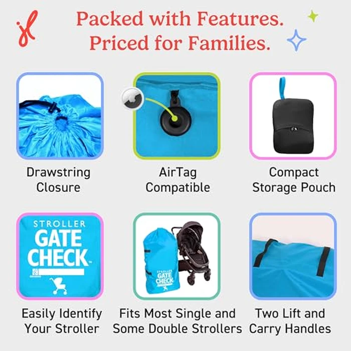 J.L. Childress Gate Check Travel Bag for Single & Double Stroller, Neon Blue by J.L. Childress - Image 6