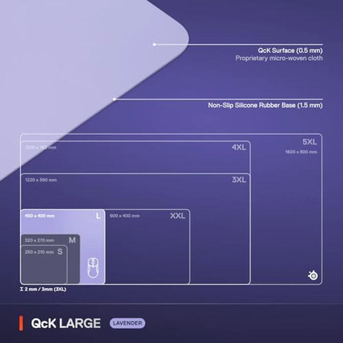 SteelSeries QcK Cloth Gaming Mouse Pad - Exclusive Micro-Woven Surface - Optimized for Gaming Sensors - Maximum Control - Size L - Lavender by SteelSeries - Image 7
