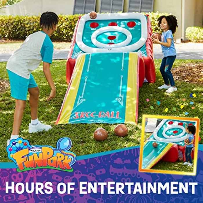 Flybar FunPark Giant Inflatable Skee‑Ball Game - 11 Ft. Long Arcade Toy with 4 Balls and Electric Air Pump for Backyard, Indoor or Outdoor Family Play; Active Game for Kids & Adults, Ages 6+ by Flybar - Image 6