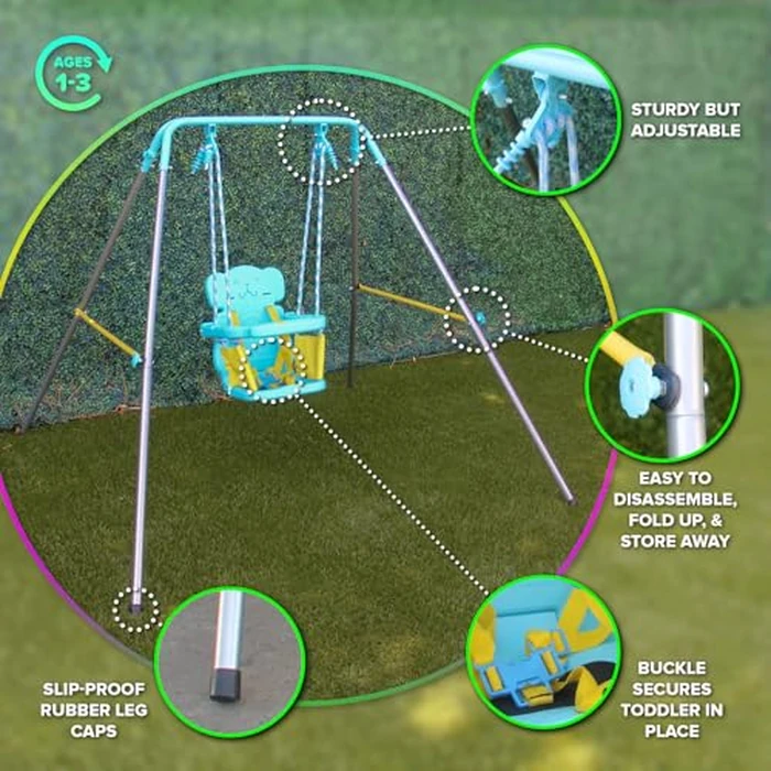 Sportspower FNS-004 My 1st Toddler Swing - Heavy-Duty Baby Indoor/Outdoor Swing Set with Safety Harness, Puppy Version, 58" L x 58" W x 47" H by Sportspower - Image 2