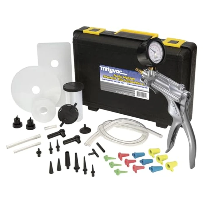 Mityvac MV8500 Silverline Elite Automotive Brake/Clutch Bleeding, Diesel Fuel Priming and Vacuum/Pressure Testing Kit, Ergonomic Design, Zinc-aluminum Die Cast, MV8510 Pump, 4.5oz Fluid Reservoir by Mityvac - Used - Like New condition - US$87.35