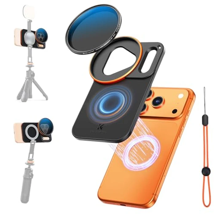 K&F CONCEPT Double-Sided Magnetic Lens Filter Mount Adapter with 58mm Variable ND2-32 Filter, Compatible with iPhone 17 Pro and 58mm Threaded Filters, VND Filter Compatible with iPhone Camera Lens by K&F CONCEPT - Image 1