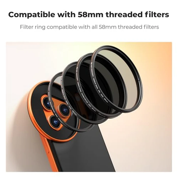 K&F CONCEPT Double-Sided Magnetic Lens Filter Mount Adapter with 58mm Variable ND2-32 Filter, Compatible with iPhone 17 Pro and 58mm Threaded Filters, VND Filter Compatible with iPhone Camera Lens by K&F CONCEPT - Image 6
