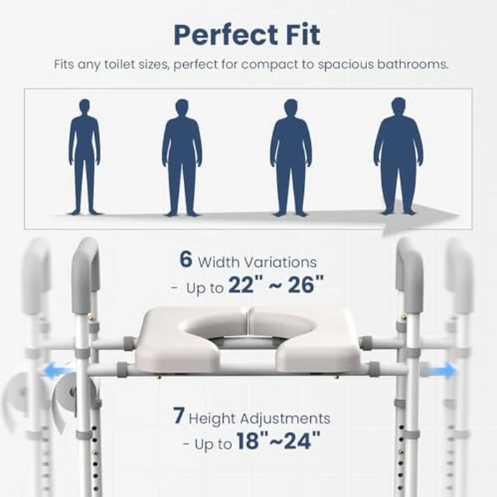 CareCrew Raised Toilet Seat with Handles - Toilet Seat Riser for Seniors with Adjustable Width & Height,400 lbs Elevated Toilet Seat Riser for Handicap, Disabled and Pregnant, Fit Any Toilet by CareCrew - Image 2