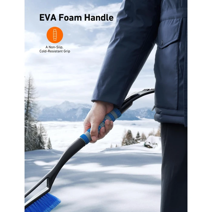 AstroAI 27" Snow Brush and Ice Scrapers for Car Windshield, Detachable Snow Scrapers with Ergonomic Foam Grip for Cars, Trucks, SUVs (Heavy Duty ABS, PVC Brush, Blue) by AstroAI - Image 5