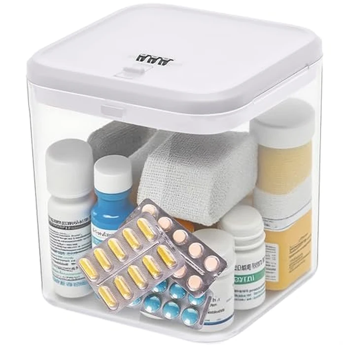 EMLTHORY White Medication Lock Box,Small Lock Box with Code Combination Lockbox Home Safe Container for Refrigerator Food Safe Locking Box Phone Locked Box for Kitchen Home School and Office Safety by EMLTHORY - Used - Good condition