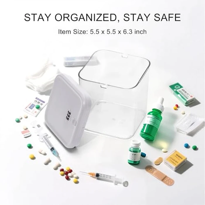 EMLTHORY White Medication Lock Box,Small Lock Box with Code Combination Lockbox Home Safe Container for Refrigerator Food Safe Locking Box Phone Locked Box for Kitchen Home School and Office Safety by EMLTHORY - Image 4