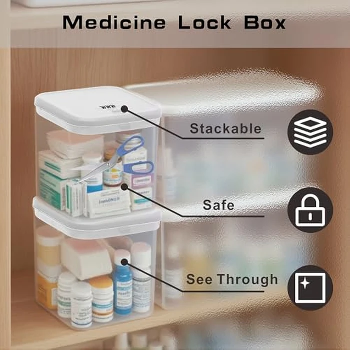 EMLTHORY White Medication Lock Box,Small Lock Box with Code Combination Lockbox Home Safe Container for Refrigerator Food Safe Locking Box Phone Locked Box for Kitchen Home School and Office Safety by EMLTHORY - Image 5