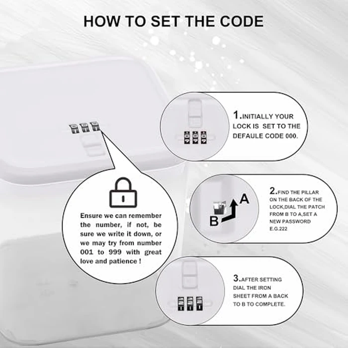 EMLTHORY White Medication Lock Box,Small Lock Box with Code Combination Lockbox Home Safe Container for Refrigerator Food Safe Locking Box Phone Locked Box for Kitchen Home School and Office Safety by EMLTHORY - Image 6