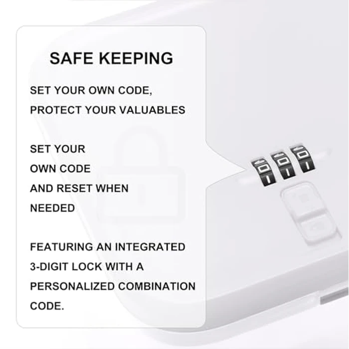 EMLTHORY White Medication Lock Box,Small Lock Box with Code Combination Lockbox Home Safe Container for Refrigerator Food Safe Locking Box Phone Locked Box for Kitchen Home School and Office Safety by EMLTHORY - Image 7
