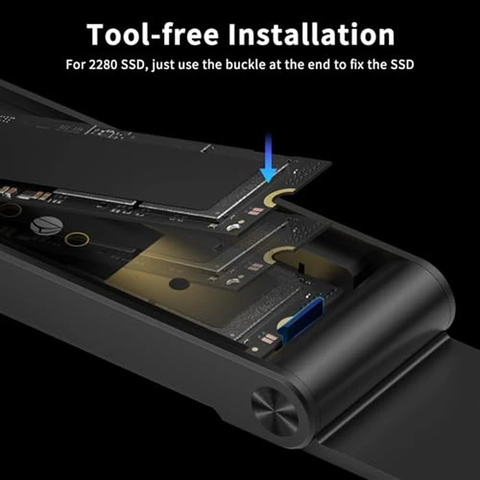 FIDECO M.2 NVMe SSD Enclosure, M.2 NVMe to USB Adapter, USB 3.2 Gen 2 (10Gbps) SSD Reader for M & M+B Key, Sandwich Style Design, Tool-Free Installation, Support UASP and Trim by FIDECO - Image 5