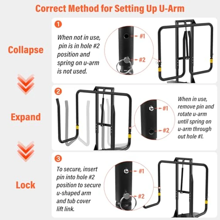 Cover Lifter,Hot Tub Cover Lifter Undermount,Spa Cover Lift,Heavy Duty Hot Tub Cover Lifter Hydraulic Removal System Adjustable U-Arms Reinforced Brackets,Undermount Design Works with All Spa Shapes by ACTREY - Image 5