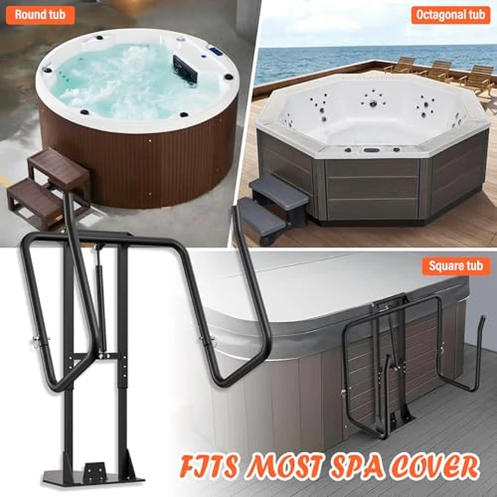 Cover Lifter,Hot Tub Cover Lifter Undermount,Spa Cover Lift,Heavy Duty Hot Tub Cover Lifter Hydraulic Removal System Adjustable U-Arms Reinforced Brackets,Undermount Design Works with All Spa Shapes by ACTREY - Image 7