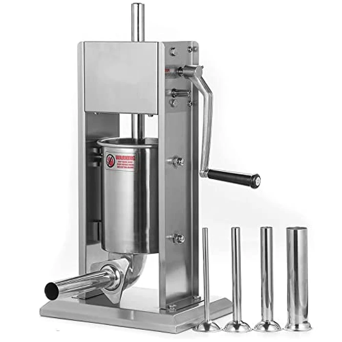 CLIVIA Sausage Stuffer Machine, 3L/7LB Manual Sausage Maker 2 Speed Commercial Stainless Steel Vertical Sausage Maker Dual Speed Sausage Filler Machine for Restaurant/Hotel/Home Kitchen, Silver by CLIVIA - Used - Very Good condition