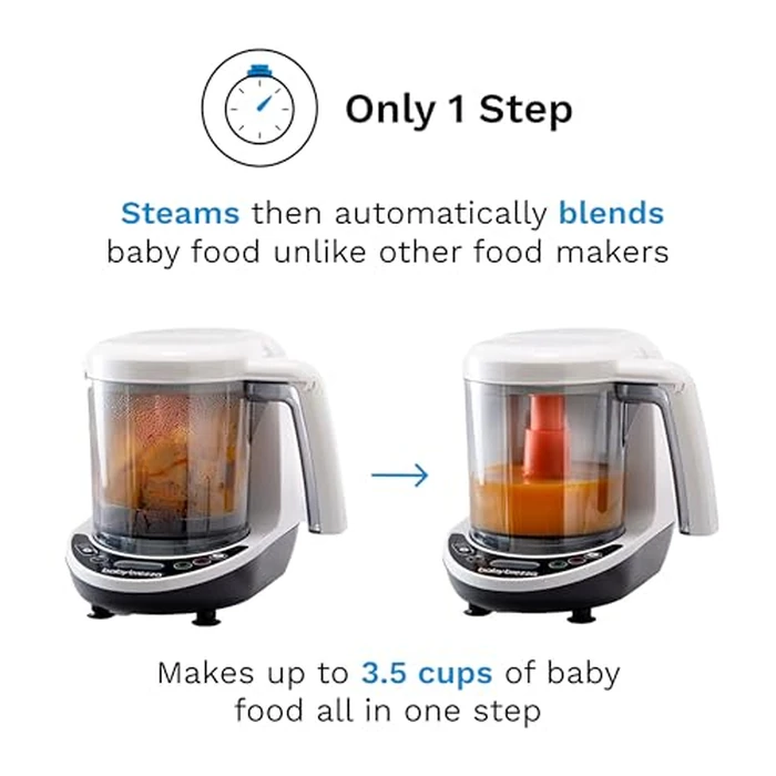 Baby Brezza One Step Baby Food Maker Deluxe - Auto shut Off, Dishwasher Safe Cooker and Blender to Steam + Puree Organic Food for Infants + Toddlers - Set of 3 Pouches + 3 Funnels by Baby Brezza - Image 2