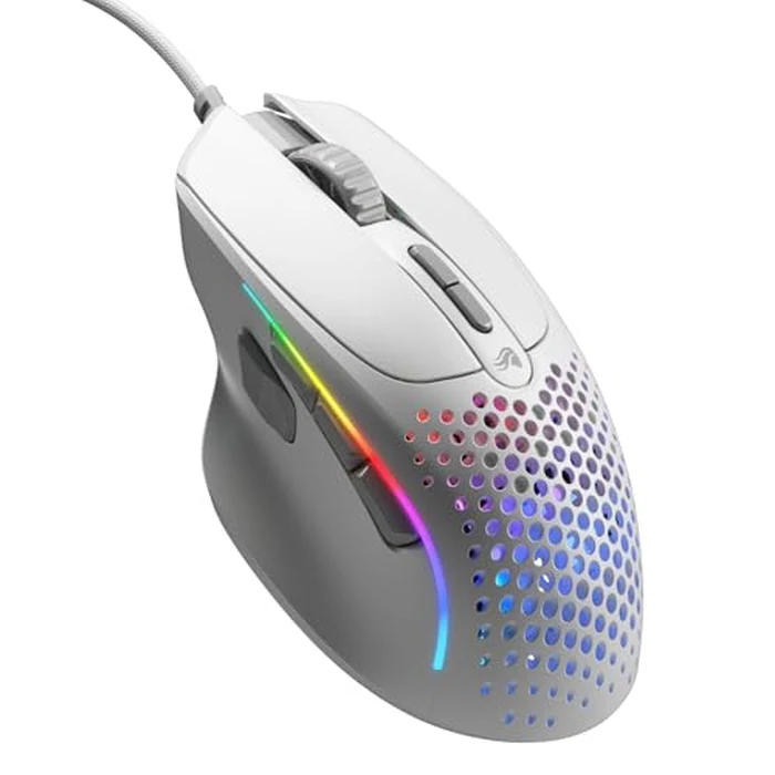 Glorious Gaming Model I 2 Wired Gaming Mouse: 9 Programmable Buttons (2 Swappable), 66g Superlight, 26k Optical Sensor, 80M Click Rated Switches, MMO/MOBA/FPS, Side Thumb Rest (White) by GLORIOUS - Used - Very Good condition