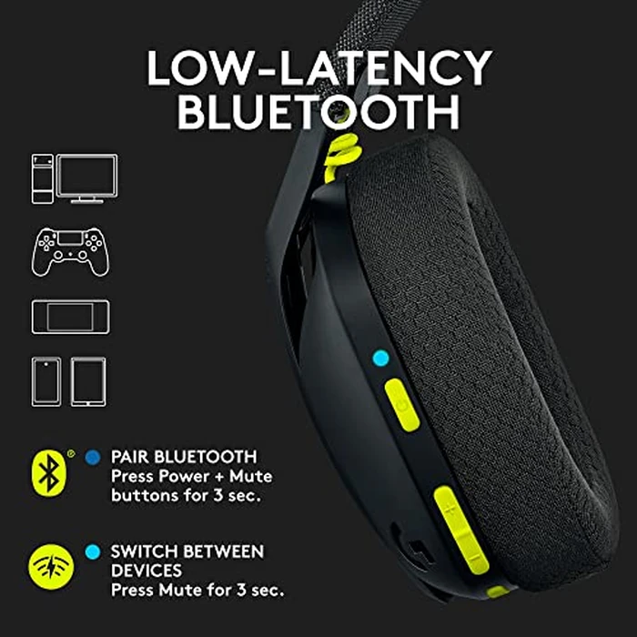 Logitech G435 Lightspeed & Bluetooth Wireless Gaming Headset - Lightweight Over-Ear Headphones, Built-in mics, 18h Battery, Dolby Atmos, PC, PS4, PS5, Nintendo Switch/Switch 2, Mobile - Black by Logitech G - Image 3