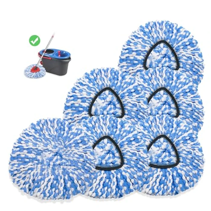 kCarpoly 6 Pack Spin Mop Heads Replacements Compatible for O ceda RinseClean 2 Tank System, Microfiber Mop Refills Head for 4.33in Core,Easy to Replace and Deep Cleaning by kCarpoly - Used - Like New condition - US$8.99