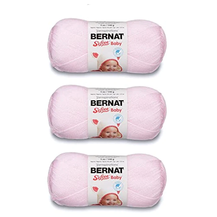 Bernat Softee Baby Pink Yarn - 3 Pack of 141g/5oz - Acrylic - 3 DK (Light) - 362 Yards - Knitting/Crochet by Bernat - Image 1
