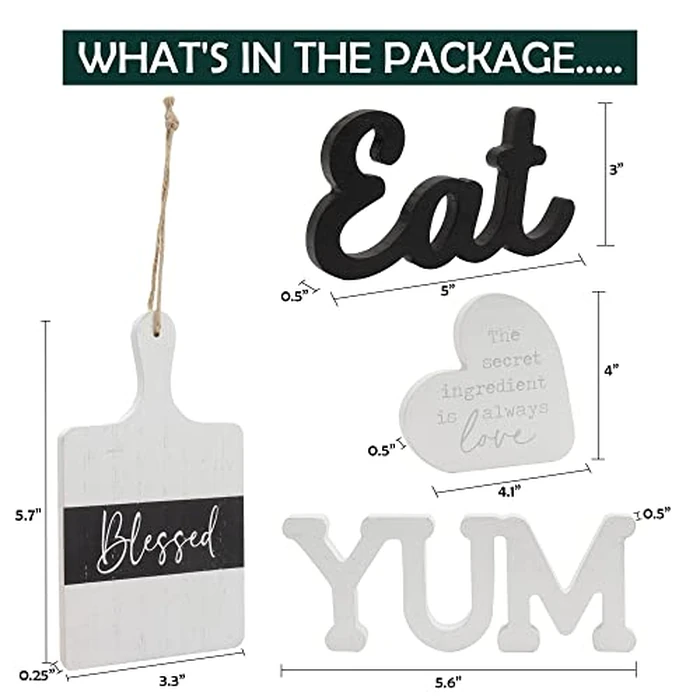 GENMOUS Farmhouse Kitchen Tiered Tray Decor Items Mini Set, Rustic Black and White Kitchen Counter Decor, Two Tiered Tray Kitchen Decor Set for Home Kitchen Dining Room Table Decoration by GENMOUS & CO. - Image 3