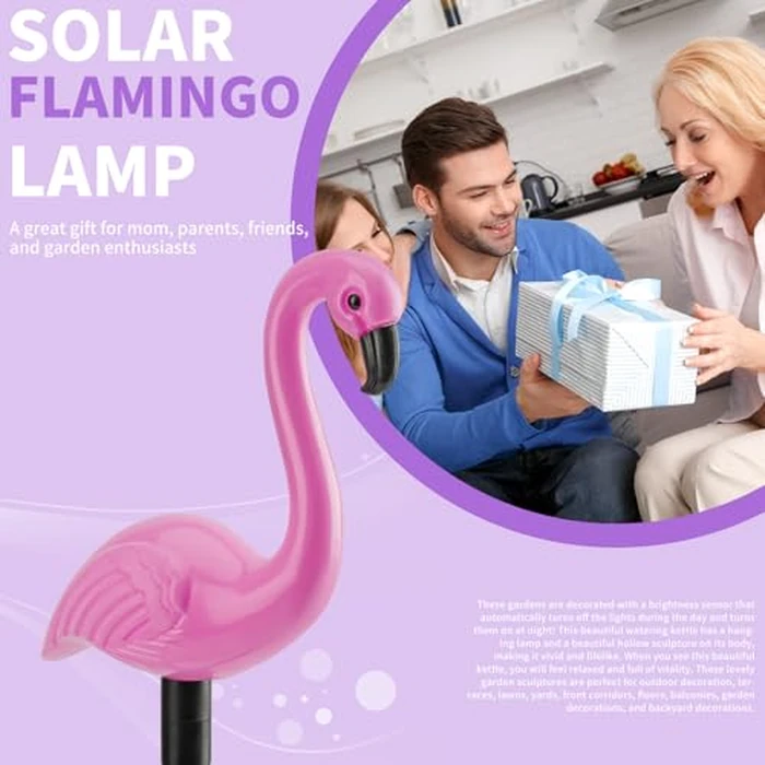 Solar Flamingo Lights 3 Pcs Set, Waterproof Solar Garden Lights Outdoor Decoration, Pink Flamingo Garden Decoration for Patio Lawn Sidewalk Pathway by HHUWRUL - Image 5