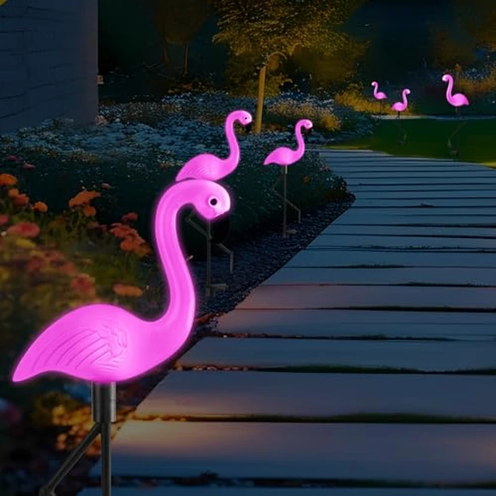 Solar Flamingo Lights 3 Pcs Set, Waterproof Solar Garden Lights Outdoor Decoration, Pink Flamingo Garden Decoration for Patio Lawn Sidewalk Pathway by HHUWRUL - Image 7