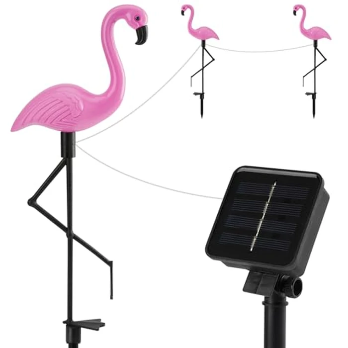 Solar Flamingo Lights 3 Pcs Set, Waterproof Solar Garden Lights Outdoor Decoration, Pink Flamingo Garden Decoration for Patio Lawn Sidewalk Pathway by HHUWRUL - Image 8