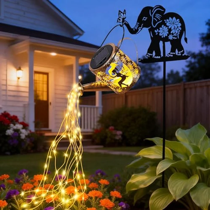LOVERUIS Solar Garden Decor,Outdoor Elephant Statues with Solar Watering Can Lights-Yard Decorations for Patio, Backyard, Lawn Ornaments-Unique Birthday House Warming Gifts for Women, Mom, Grandma by LOVERUIS - Used - Very Good condition - US$20.23