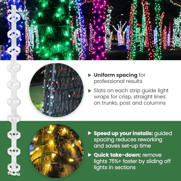 TREE-Z Wrap - Tree & Post Light Wrapping Tool for String Lights - Uniform Spacing, Staple-Free Install (Brown, 15-Pack) by TreE-Z - Image 4