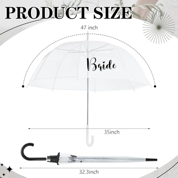 Sunnymove 2 Clear Wedding Umbrellas, Large Bubble Wedding Umbrella for Bride and Groom with J Hook Handle Lightweight Bridal Umbrellas for Weddings Rain Outdoor Ceremony by Sunnymove - Image 3