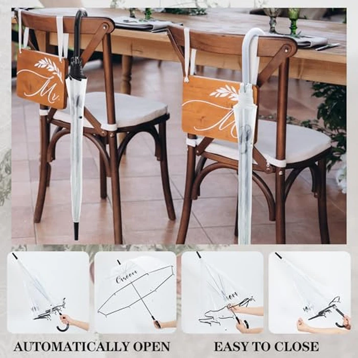 Sunnymove 2 Clear Wedding Umbrellas, Large Bubble Wedding Umbrella for Bride and Groom with J Hook Handle Lightweight Bridal Umbrellas for Weddings Rain Outdoor Ceremony by Sunnymove - Image 6