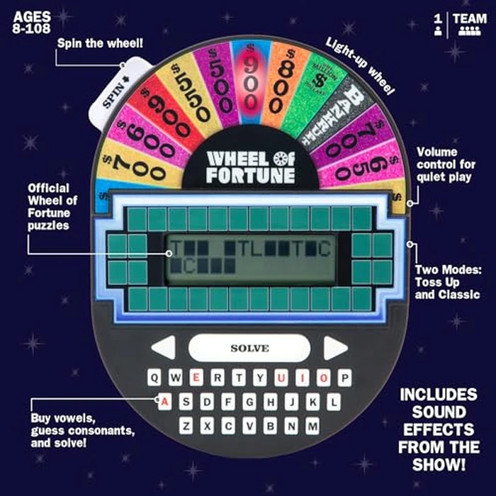 Educational Insights Wheel of Fortune Game - Handheld Electronic Game, Great for Travel, Classic Retro Party Games for Kids, Teens & Adults, Word Puzzle Challenge & Entertaining Gift, Ages 8+ by Educational Insights - Image 4